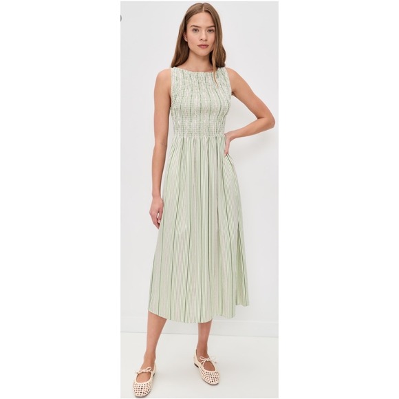 Hill House Dresses & Skirts - Hill House The Cosima Nap Dress Green White Striped Smocked Midi 3X